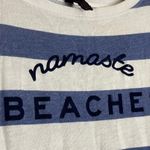 Betsey Johnson Blue White "Namaste Beaches" Striped Long Sleeve Top Photo 2