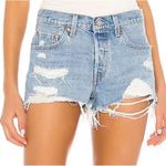 Levi's Premium 501 Distressed Denim Cutoff Shorts Size 29 Medium Wash Photo 0