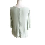 Number Sea Women’s Ruffled 3/4 Blouse Size 12 Seafoam Zipper Back Office Dressy Green Photo 2