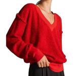 Anthropologie  t.la Zuri Fringed V-Neck Sweatshirt, Size Medium, New with Tag Photo 0