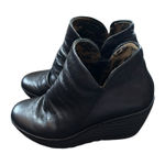 Fly London  Yip Black Ruched Leather Slouchy Wedge Platform Ankle Boots Bootie 40 Photo 0