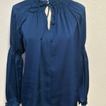 Current Air Dark Teal Modern Romance Tie Front Top Photo 1