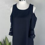 Black Cold Shoulder Top Women's Small Sheer Mesh Bell Sleeves Dress Photo 0