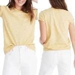 Madewell Golden Yellow Crewneck Stripe Collar Summer Cotton Top ~ Women's SMALL Photo 1