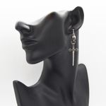 Skull and Sword Dangle Earrings Silver Photo 3
