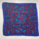 Floral Scarf Paisley Square Women Maximalist Eclectic Vintage Unique Bold Blue Photo 8