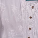 Casual cotton seed nautical star fish palm shirt w/ wood buttons tropical shirt White Photo 3