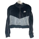 Nike Black & Gray Cropped Velour Jacket M Photo 0