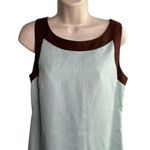 Willow Glenn Womens Career Shift Linen Dress Size 10 Sleeveless u Tiffany Blue B Brown Photo 1