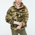 J.Crew Snap Collar Sherpa Fleece Sweatshirt Camo Jacket XXS Photo 0