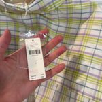 Anthropologie NWT By  Short-Sleeve Pajama Style Top Cotton Plaid Button Down XS Photo 5