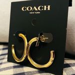 Coach  New York Gold Tone Hoop Earrings Classic Polished Statement NWT​ Photo 1