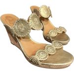 Jack Rogers Sandals Womens 8.5 Gold Luccia Cork Wedge Slip On Open Toe Coastal Photo 0