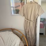 Tradlands Finn Short Sleeve Utility Jumpsuit Belted in Natural Canvas Medium Tan Photo 5