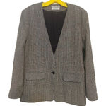 Alfred Dunner Vintage  Wool Blend Black White Houndstooth Blazer Size 10 Photo 0