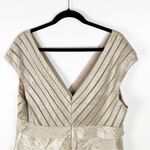 Adrianna Papell Champagne Gold Tiered Ruffle V-Neck Cap Sleeves Dress Size 14W Photo 4