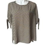 Everleigh Loose Fit Geometric Print Hi-Low Hem Blouse, Sz L Photo 0