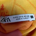 ZARA  Women's Pink Yellow Floral Print High Neck Sleeveless Crop Tank Top Size S Photo 3