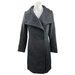 Reiss  Womens Leah Black Wool Longline Belted Tie Over Coat Wrap Trench Coat Sz 2 Photo 2
