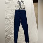 Blue Leggings and Gray Sports Bra Set Photo 2