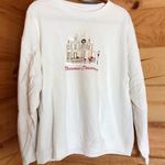 VINTAGE VICTORIAN CHRISTMAS EMBROIDERED SWEATER SWEATSHIRT White Size M Photo 0