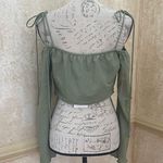 ZARA Flowy Tank Top Tie Shoulders Spaghetti Straps Long Sleeve Green Sz M Photo 9