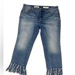 Pilcro and the Letterpress Pilcro medium wash cropped “hyphen” jeans with fringe detail Photo 0