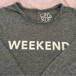 Chaser “Weekend” gray application striped sleeves loungewear sweatshirt, size L Photo 4