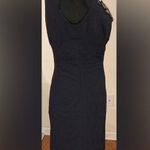 Adrianna Papell - Navy Cocktail Dress with Green Stone Collar size 6 Photo 4