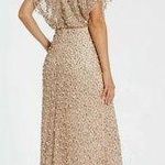 Mac Duggal NWT 14523 Beige Beaded Mesh Cape Gown Size 6 Photo 1