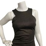 Forever 21 Little Black Dress Bodycon Metallic Size Small Rear Zip Lined Party Photo 5