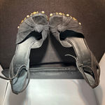 Guess ‎ Black Suede Studded Platform Heels Knot Peep Toe Ankle Strap Pumps 8M Photo 0