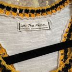 Free People Black Yellow Ivory Bora Bora Racerback Crochet Linen Blend Trim Tank Photo 2