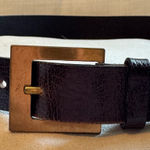 Ann Taylor  Black Leather Belt with Gold Buckle Small Photo 0