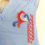 Parker  Womens Blouse Tank Top  Embroidered Floral Blue Sleeveless Boho Sz Large Photo 6