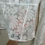 White semi sheer floral long sleeve top Size 6 Photo 2