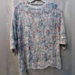 Solitaire Anthropologie Scalloped  Embroidered Top Womens Small 3/4 Short Sleeve Photo 7