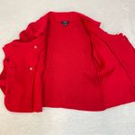Alfani Merino Wool Ruffle Collar Double Button Red Button-Up Knit Sweater Sophisticated Photo 7