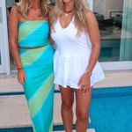 Princess Polly  Blue and Green Stripped Maxi Skirt Set Photo 0