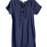 Theory Spring Navy Caliver Linen Blend Blue Lace Back Dress size 8 Photo 5