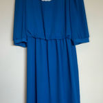 Lady‎ Carol vintage long sleeve dress blue lace trim Size M Photo 0