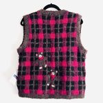 BellePointe Vest M NWT Teddy Bear Vintage Brown Grandma Retro Plaid Embroidered Size M Photo 3