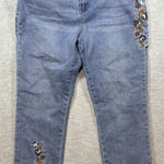 Tantrums‎ Womens Jeans 16 Embroidered Floral Denim Blue Stretch Photo 0