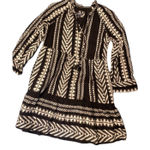 Maeve by Anthropologie Black White Aztec Print Tiered Tassel Dress XSmall Size XS Photo 0
