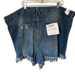 Good American  Women's Blue Denim Fringe Hem Shorts Size 28 PLUS Size Casual Photo 1