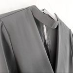 Slate Gray Surplice Choker Neck Long Sleeve Blouse Top Photo 1