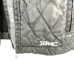 SERAC size small black quilted puffer vest zip up front fleece sides zip pockets Photo 3