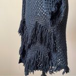 American Eagle AEO | Black Crochet Open Knit Fringe Cardigan Sweater Sz L Photo 4