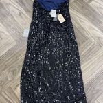 WAYF  Sequin High Neck Gown Open Back Floor Length in Midnight Women's Size XL Photo 5