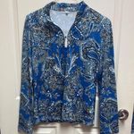 Amazon Blue Paisley Long Sleeve 3/4 Zip Photo 0